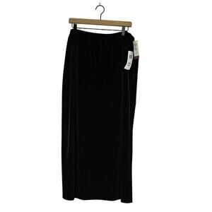 NWT Notations Women's XL Velvet Skirt Stretch Black Pencil Style slit
